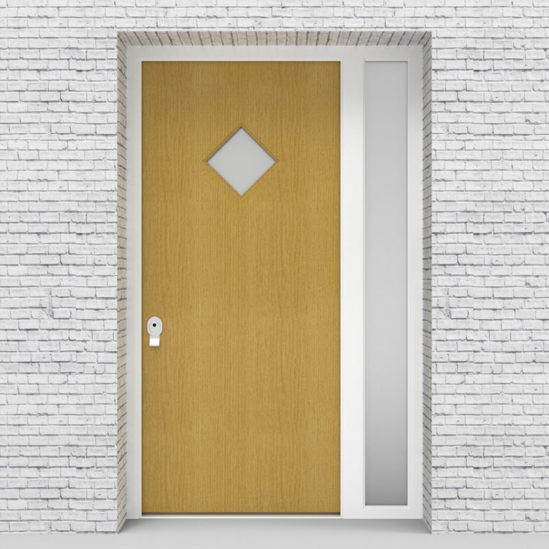 1.single Door With Right Side Panel Plain With Diamond Pane Birch