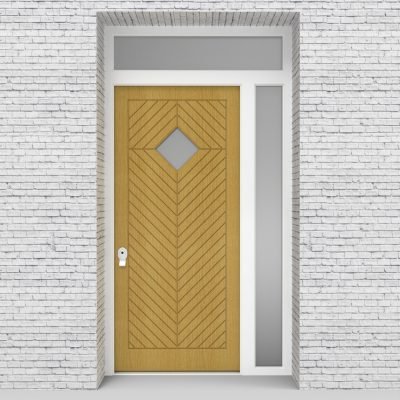 1.single Door With Right Side Panel And Transom Cottage Style With Diamond Pane Birch