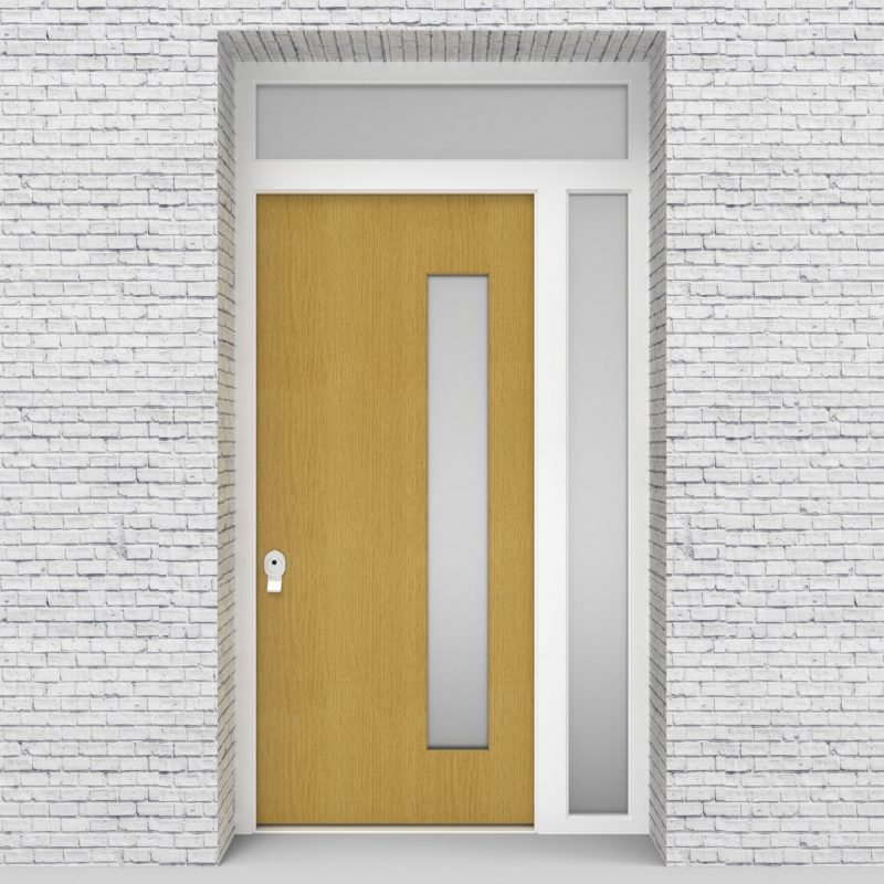 1.single Door With Right Side Panel And Transom Plain With Hinge Side Glass Birch