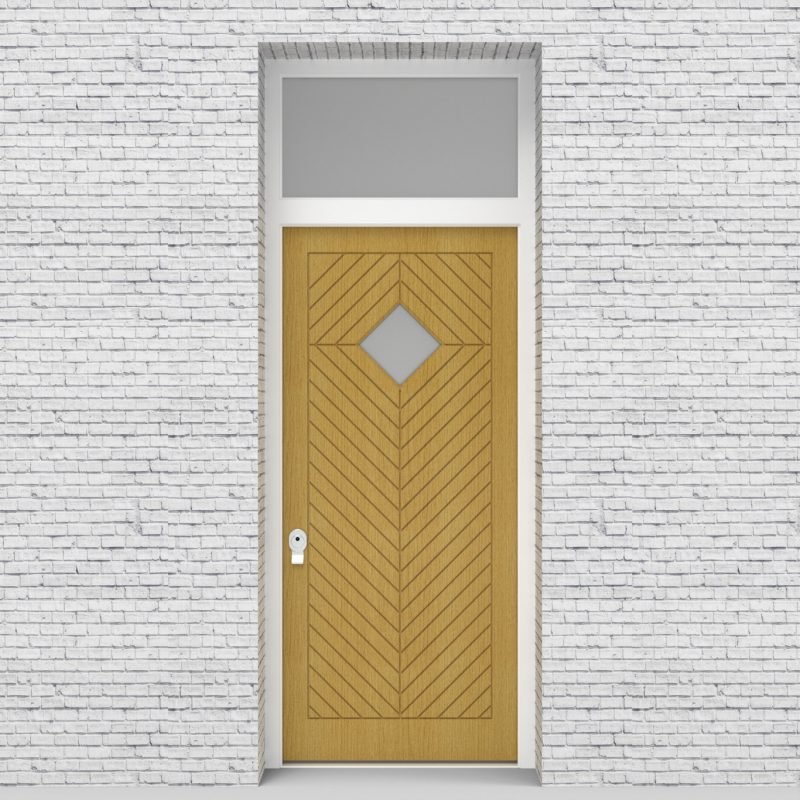 1.single Door With Transom Cottage Style With Diamond Pane Birch