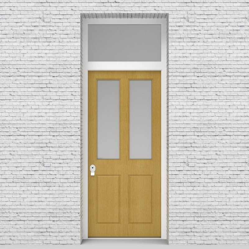 1.single Door With Transom Victorian 4 Panel With 2 Glass Panes Birch