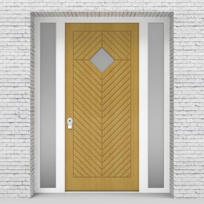 1.single Door With Two Side Panels Cottage Style With Diamond Pane Birch