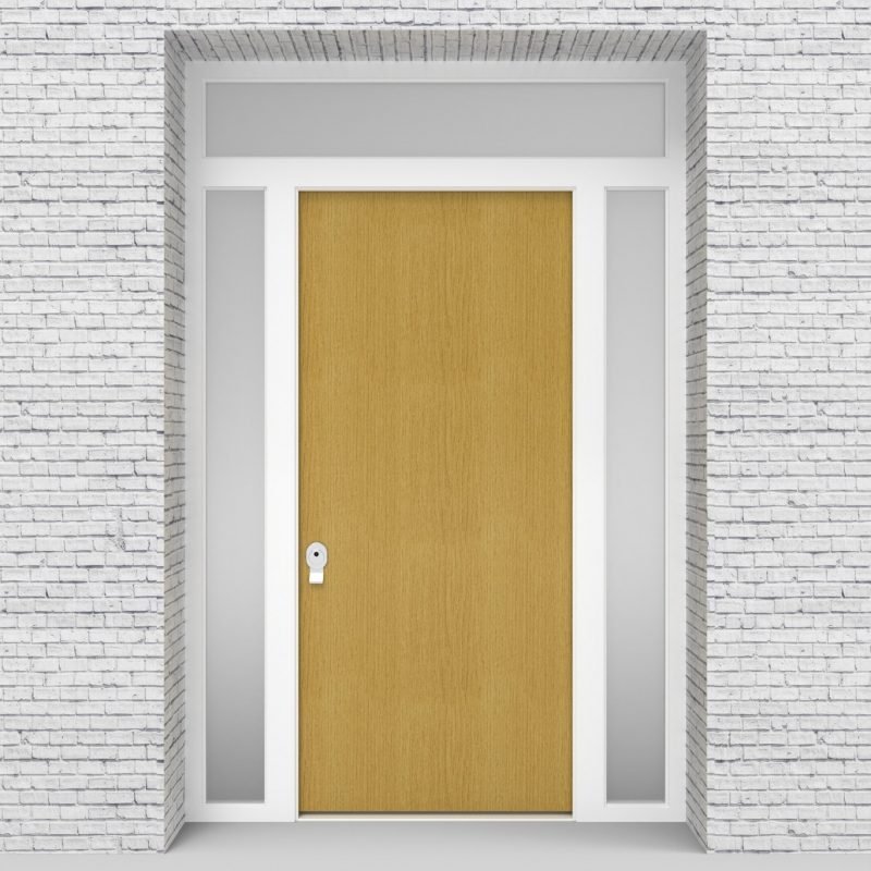 1.single Door With Two Side Panels And Transom Plain Birch
