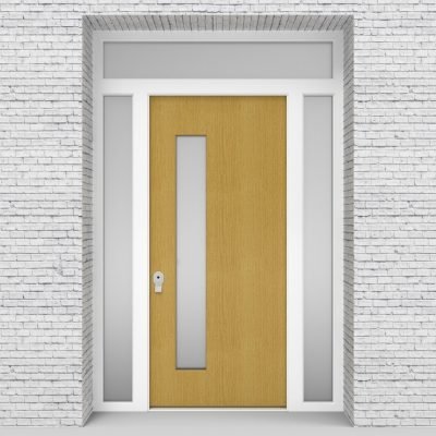 1.single Door With Two Side Panels And Transom Plain With Lock Side Glass Birch