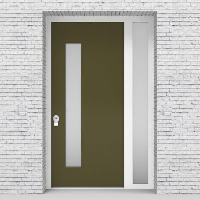 12.single Door With Right Side Panel Plain With Lock Side Glass Reed Green (ral6013)