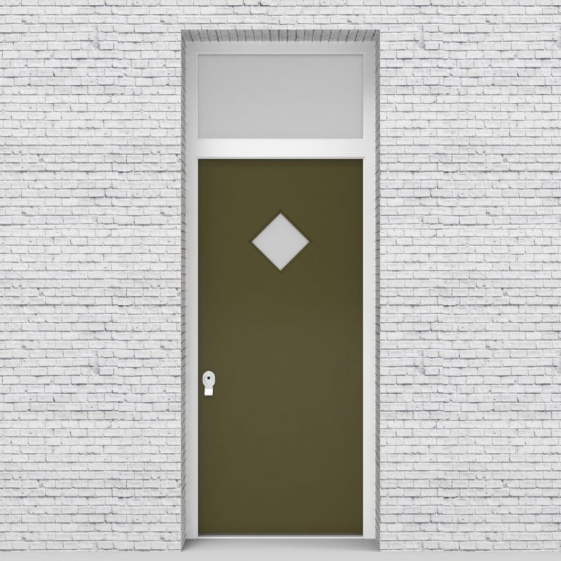 12.single Door With Transom Plain With Diamond Pane Reed Green (ral6013)