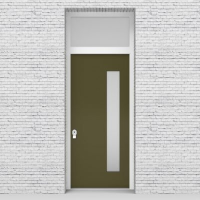 12.single Door With Transom Plain With Hinge Side Glass Reed Green (ral6013)