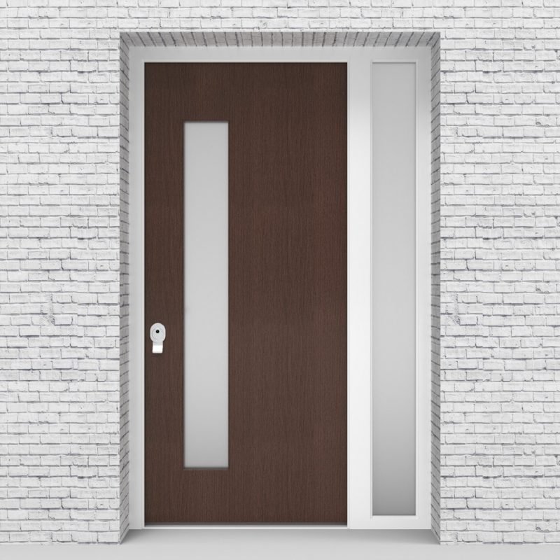 2.single Door With Right Side Panel Plain With Lock Side Glass Dark Oak