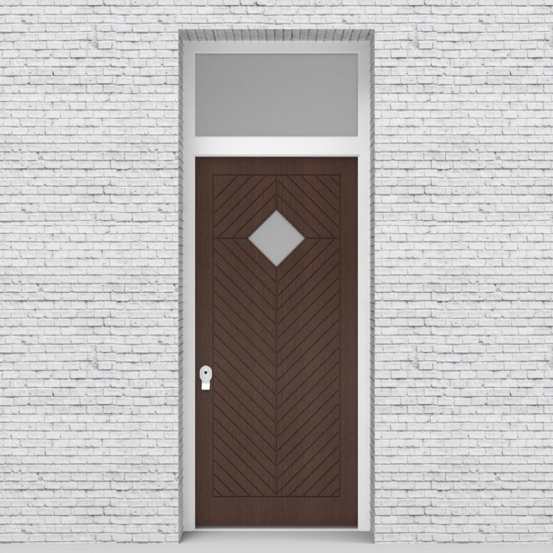 2.single Door With Transom Cottage Style With Diamond Pane Dark Oak
