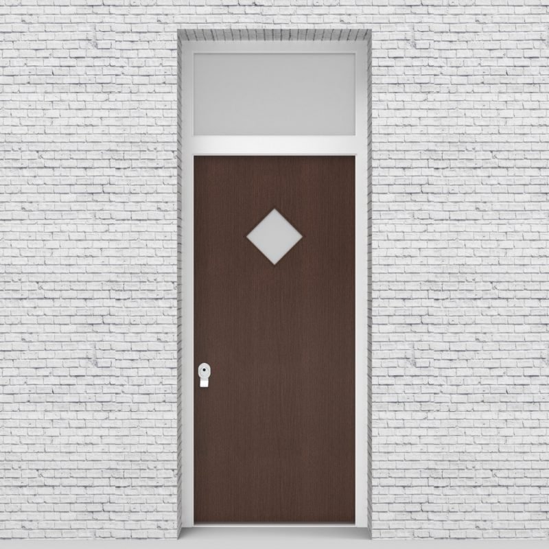 2.single Door With Transom Plain With Diamond Pane Dark Oak