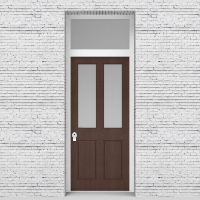 2.single Door With Transom Victorian 4 Panel With 2 Glass Panes Dark Oak