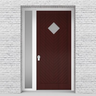 3.single Door With Left Side Panel Cottage Style With Diamond Pane Mahogany