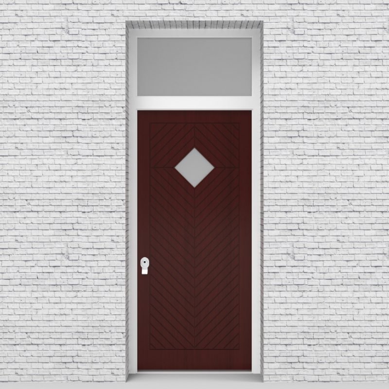 3.single Door With Transom Cottage Style With Diamond Pane Mahogany