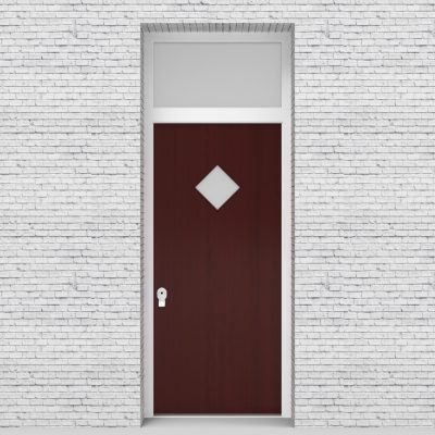 3.single Door With Transom Plain With Diamond Pane Mahogany