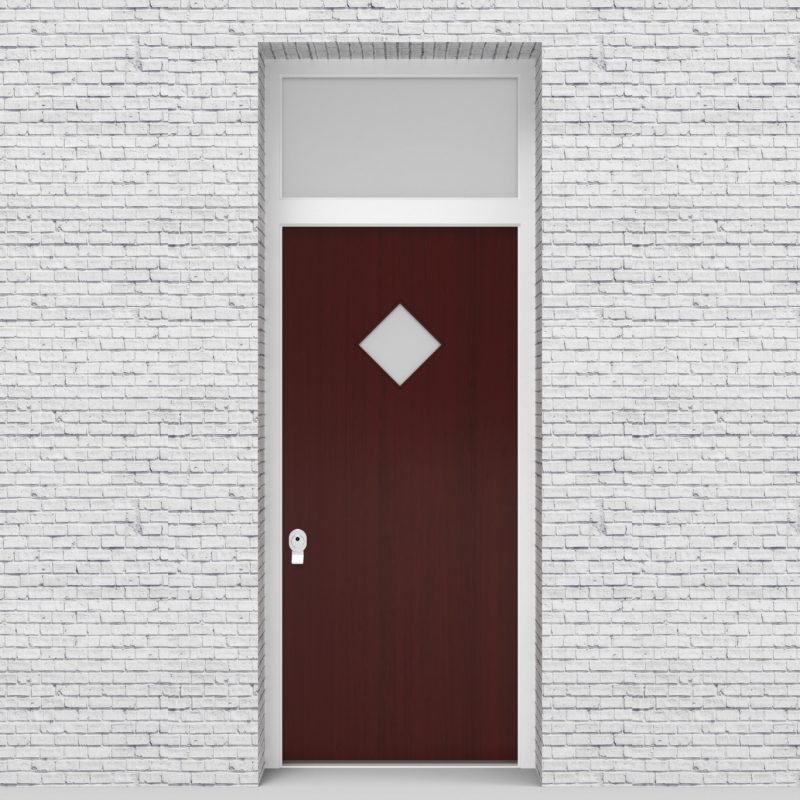 3.single Door With Transom Plain With Diamond Pane Mahogany