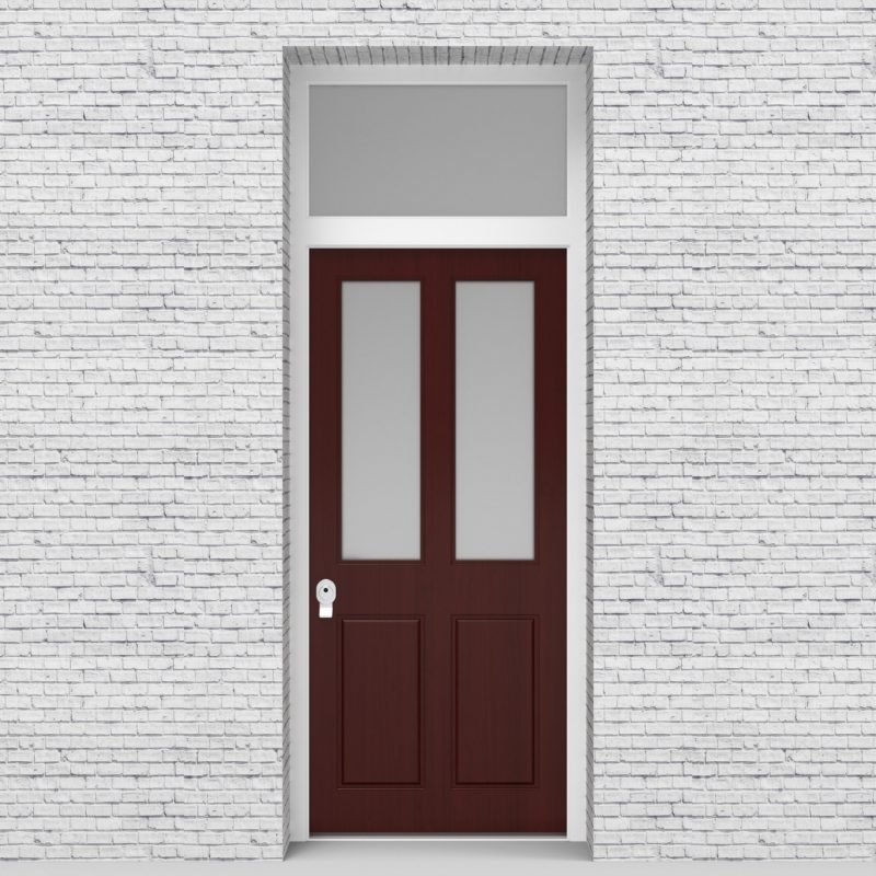 3.single Door With Transom Victorian 4 Panel With 2 Glass Panes Mahogany