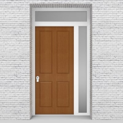 4.single Door With Right Side Panel And Transom Victorian 4 Panel Oak