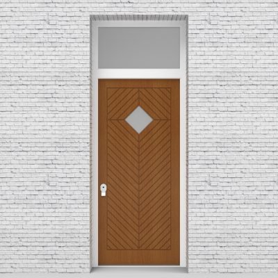 4.single Door With Transom Cottage Style With Diamond Pane Oak