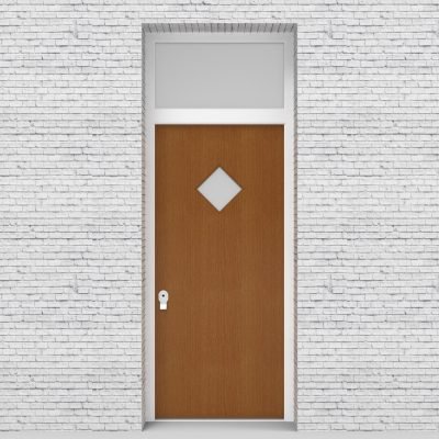 4.single Door With Transom Plain With Diamond Pane Oak