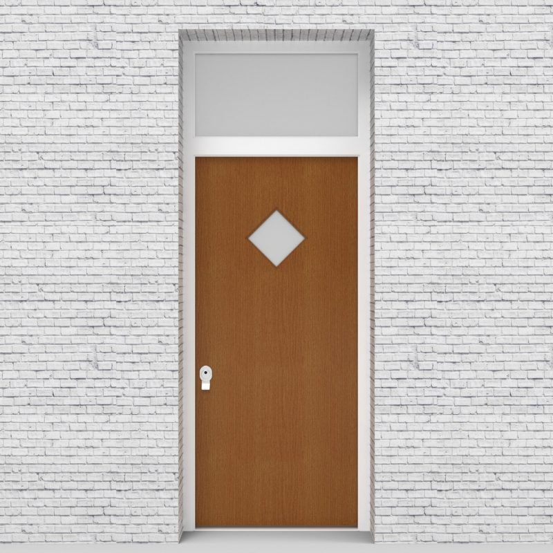 4.single Door With Transom Plain With Diamond Pane Oak