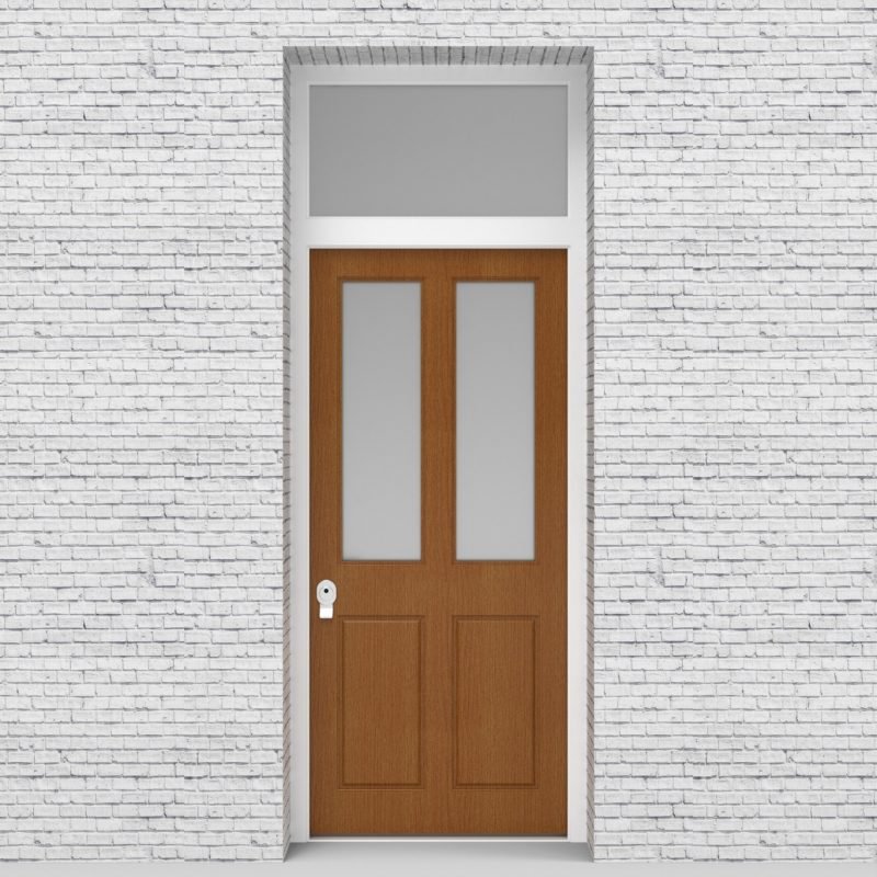 4.single Door With Transom Victorian 4 Panel With 2 Glass Panes Oak