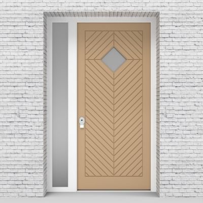 7.single Door With Left Side Panel Cottage Style With Diamond Pane Light Ivory (ral1015)