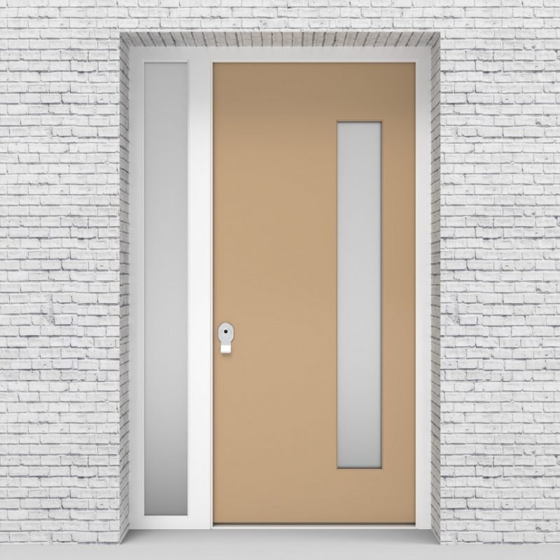 7.single Door With Left Side Panel Plain With Hinge Side Glass Light Ivory (ral1015)