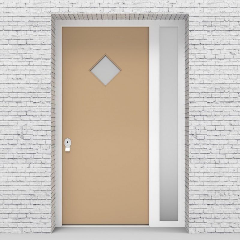 7.single Door With Right Side Panel Plain With Diamond Pane Light Ivory (ral1015)