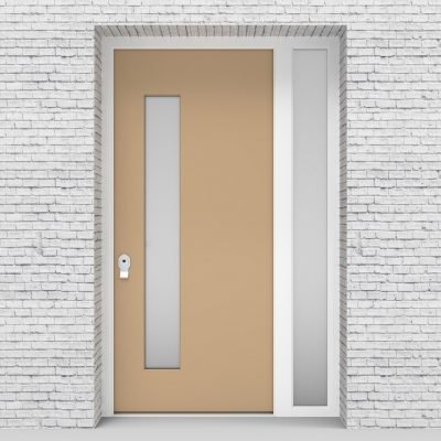 7.single Door With Right Side Panel Plain With Lock Side Glass Light Ivory (ral1015)