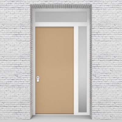 7.single Door With Right Side Panel And Transom Plain Light Ivory (ral1015)