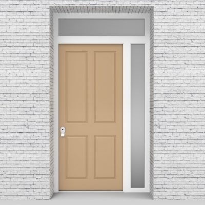 7.single Door With Right Side Panel And Transom Victorian 4 Panel Light Ivory (ral1015)