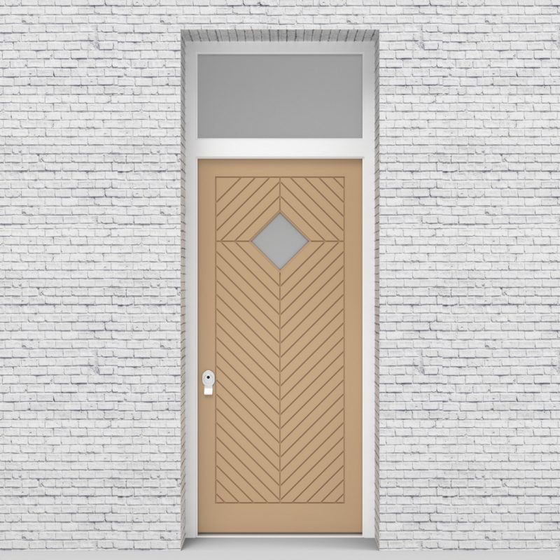 7.single Door With Transom Cottage Style With Diamond Pane Light Ivory (ral1015)