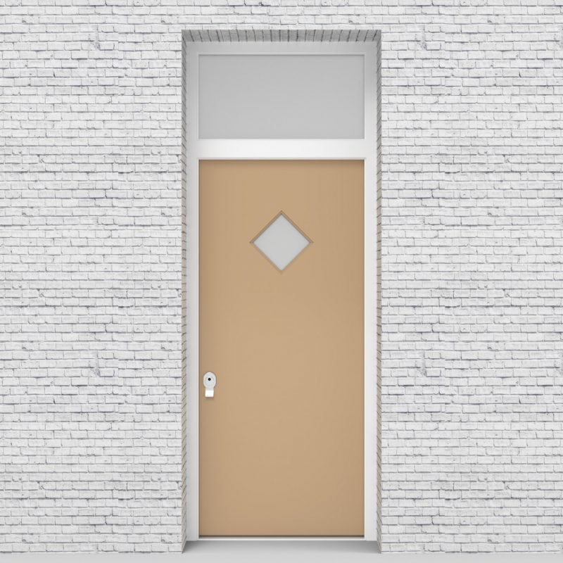 7.single Door With Transom Plain With Diamond Pane Light Ivory (ral1015)