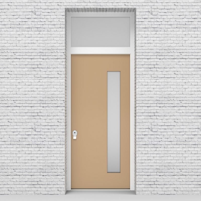 7.single Door With Transom Plain With Hinge Side Glass Light Ivory (ral1015)