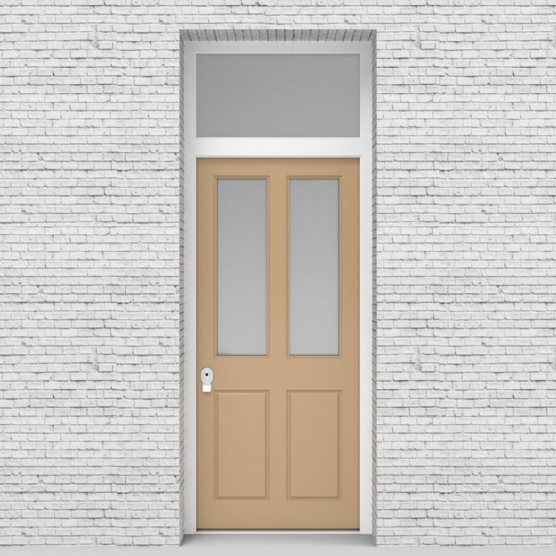 7.single Door With Transom Victorian 4 Panel With 2 Glass Panes Light Ivory (ral1015)