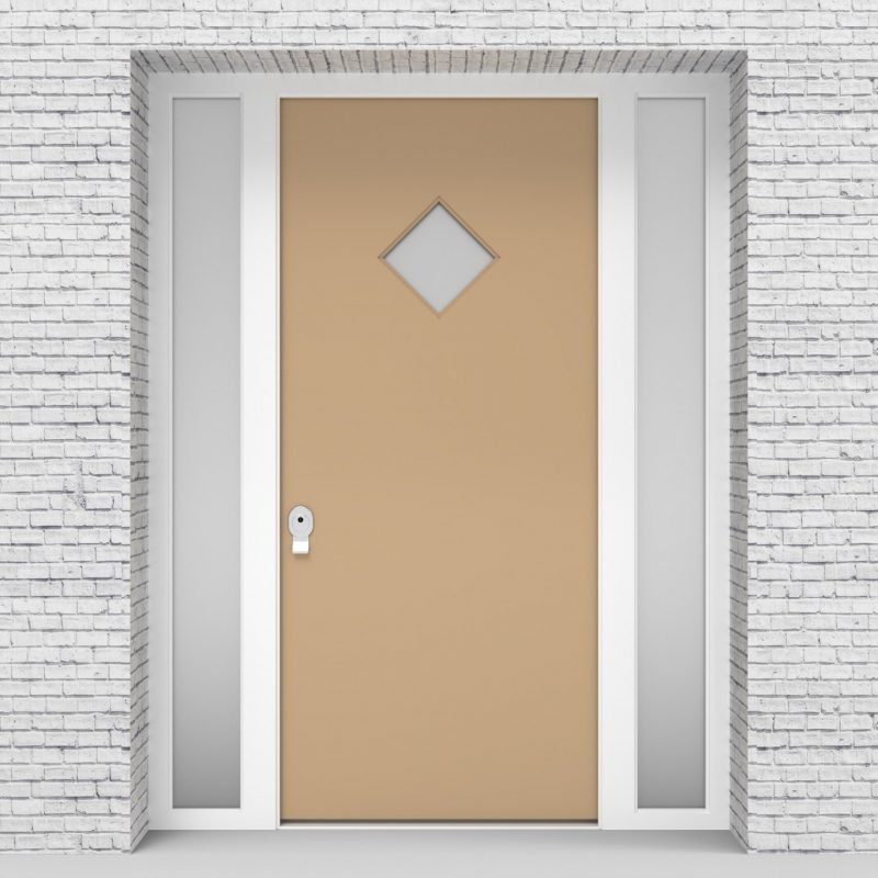 7.single Door With Two Side Panels Plain With Diamond Pane Light Ivory (ral1015)