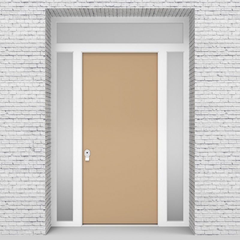 7.single Door With Two Side Panels And Transom Plain Light Ivory (ral1015)