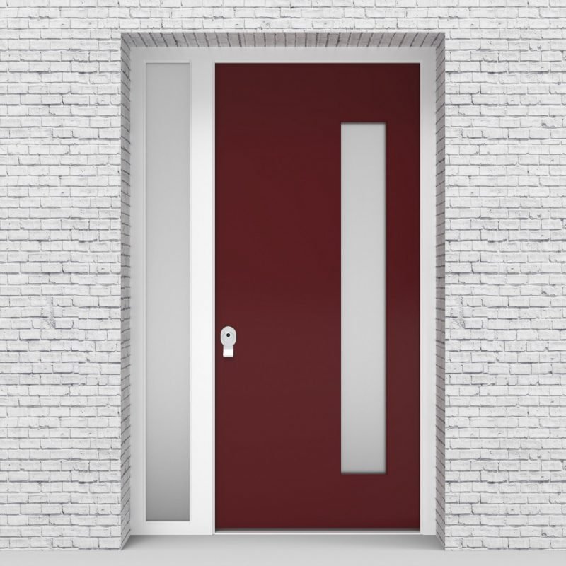 8.single Door With Left Side Panel Plain With Hinge Side Glass Ruby Red (ral3003)