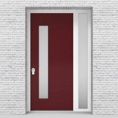 8.single Door With Right Side Panel Plain With Lock Side Glass Ruby Red (ral3003)