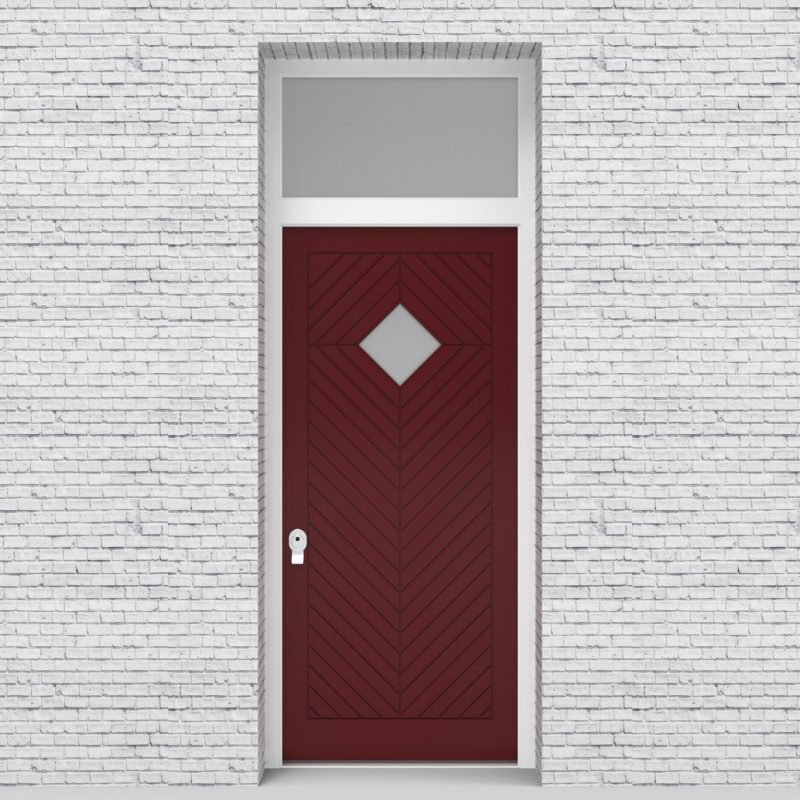 8.single Door With Transom Cottage Style With Diamond Pane Ruby Red (ral3003)