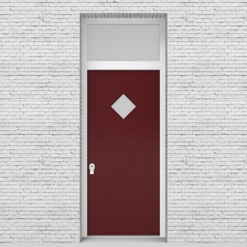 8.single Door With Transom Plain With Diamond Pane Ruby Red (ral3003)