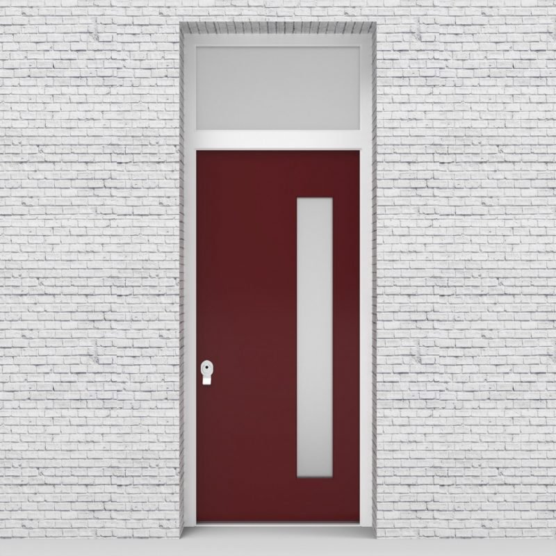 8.single Door With Transom Plain With Hinge Side Glass Ruby Red (ral3003)