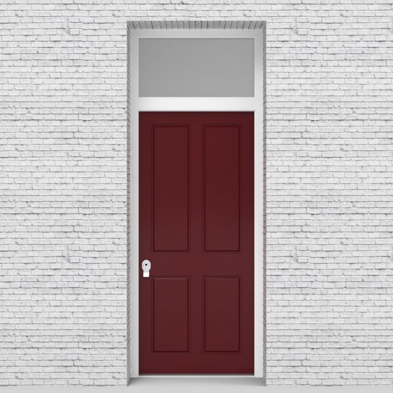 8.single Door With Transom Victorian 4 Panel Ruby Red (ral3003)