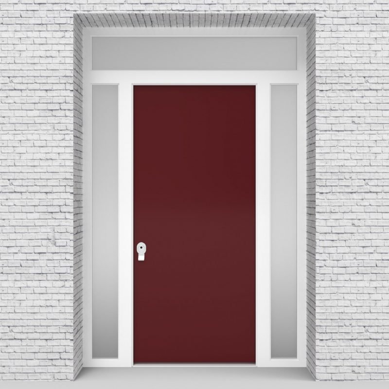 8.single Door With Two Side Panels And Transom Plain Ruby Red (ral3003)