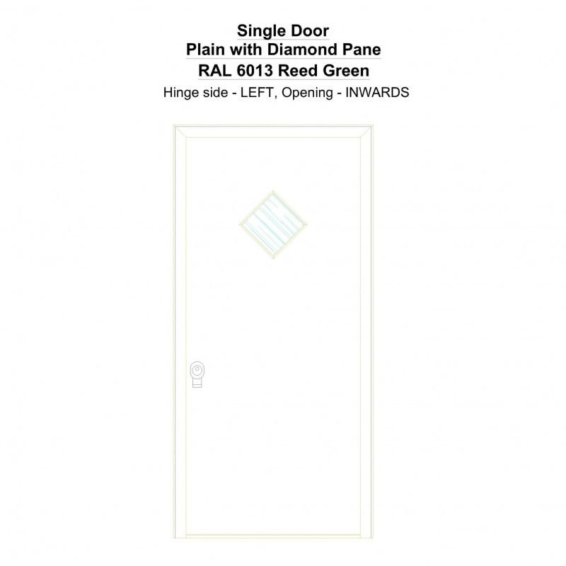 Sd Plain With Diamond Pane Ral 6013 Reed Green Security Door