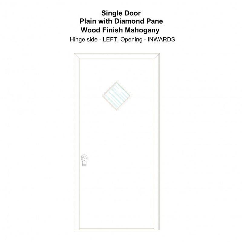 Sd Plain With Diamond Pane Wood Finish Mahogany Security Door