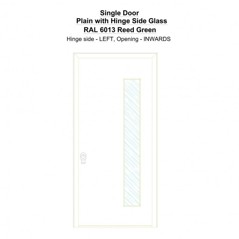 Sd Plain With Hinge Side Glass Ral 6013 Reed Green Security Door