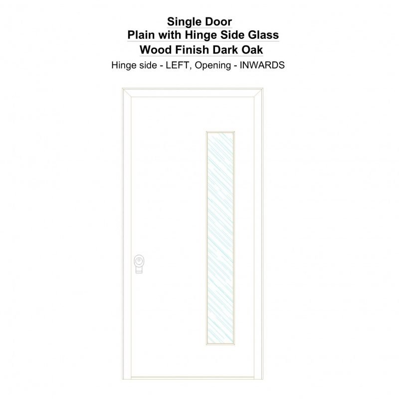 Sd Plain With Hinge Side Glass Wood Finish Dark Oak Security Door