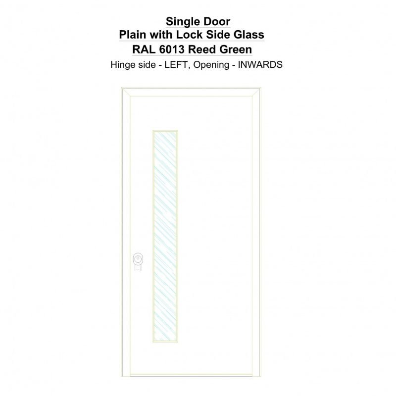 Sd Plain With Lock Side Glass Ral 6013 Reed Green Security Door