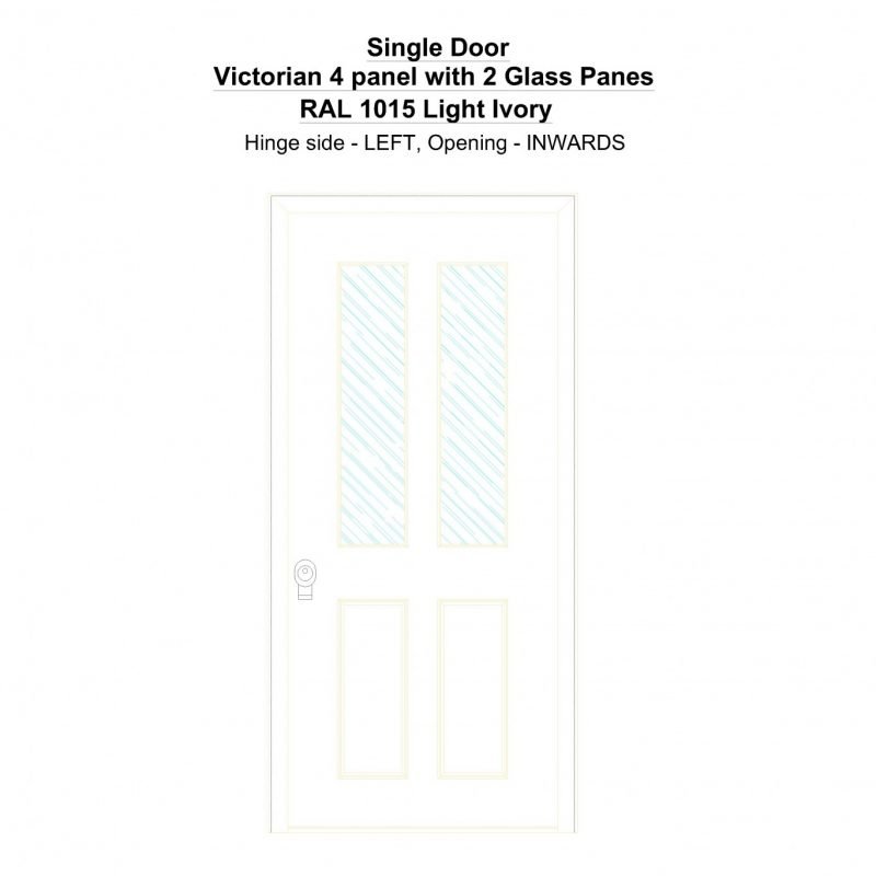 Sd Victorian 4 Panel With 2 Glass Panes Ral 1015 Light Ivory Security Door
